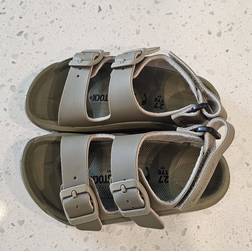 New Birkenstock Mogami Kids Olive Green Velcro Adjustable Sandals Sz 27 - Picture 4 of 7
